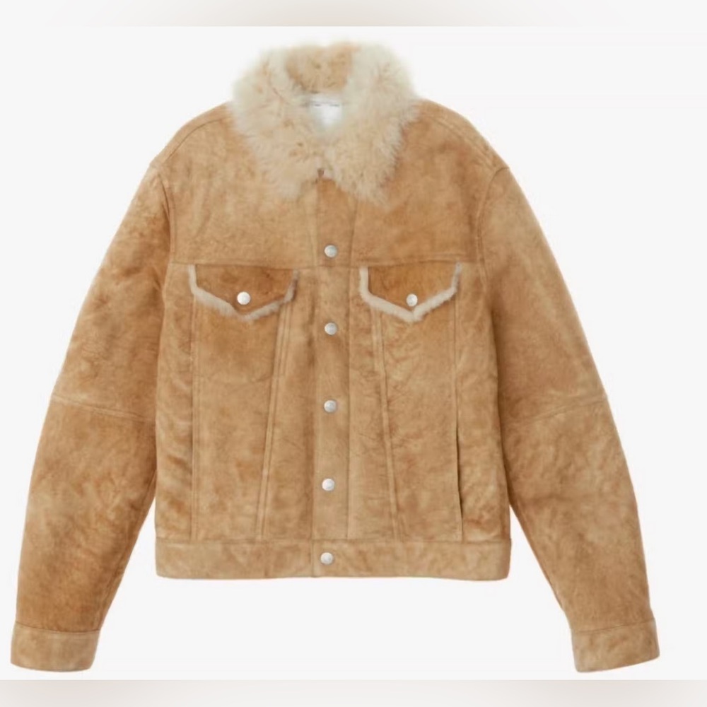 HELMUT LANG masc big trucker shearling jacket in Natural- size Medium